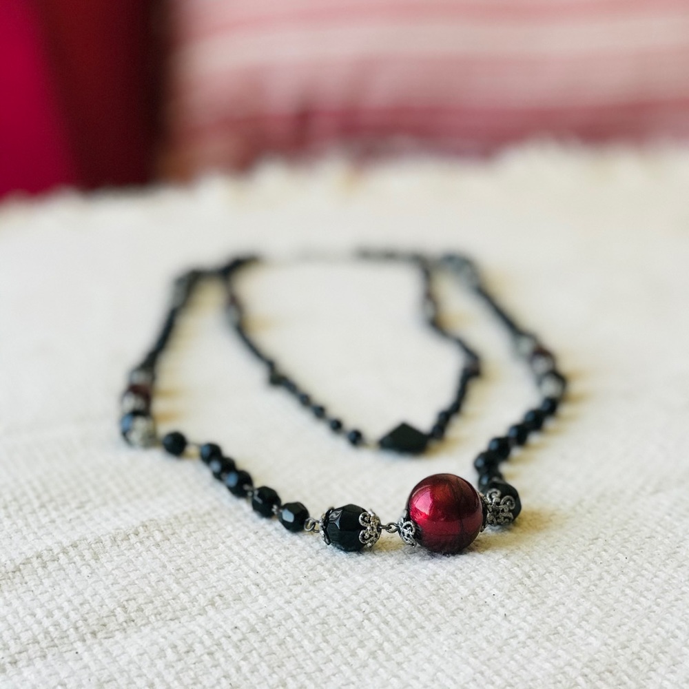 Hand Crafted Statement Necklace With Layered Beads - image 1